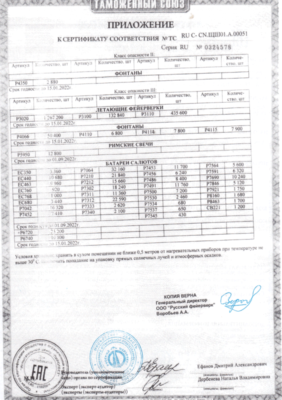 Сертификат соответствия № 0324578  - Хотьково | hotkovo.salutsklad.ru 